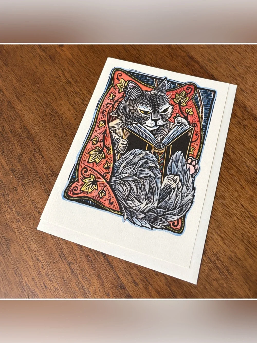 Cat Reading Greeting Cards Set Of 10 With Envelopes Andrea Wisnewski 5” x 6.75”